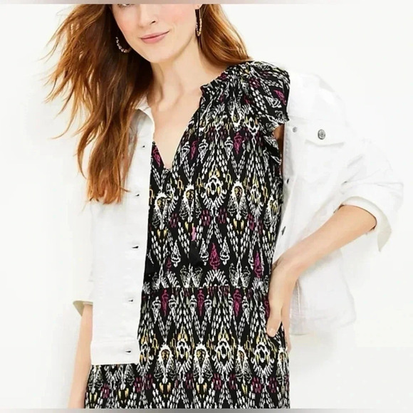 Loft Womens Tiered Swing Dress size Large Tall - Picture 4 of 13